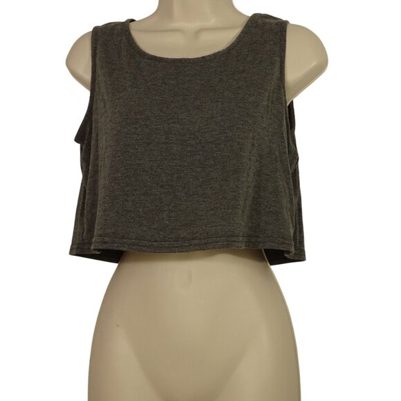 Boohoo Gray Sleeveless Crop Tank Top Women Size 14 Stretchy Casual - Picture 1 of 6